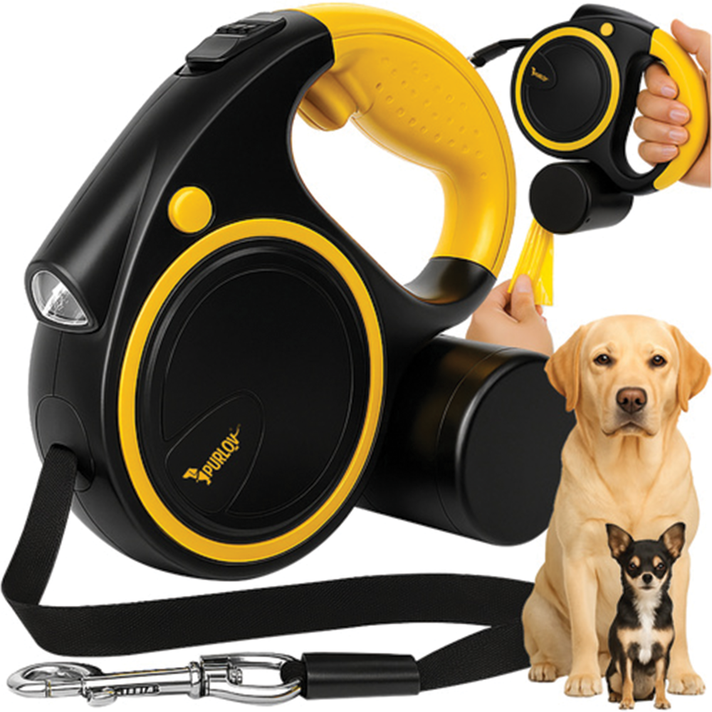 Samonavíjecí vodítko 5 m, 10 - 25 kg s LED svítilnou