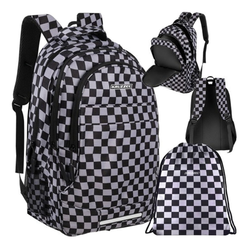 Školní batoh 22 l, šachovnicový 2 v 1