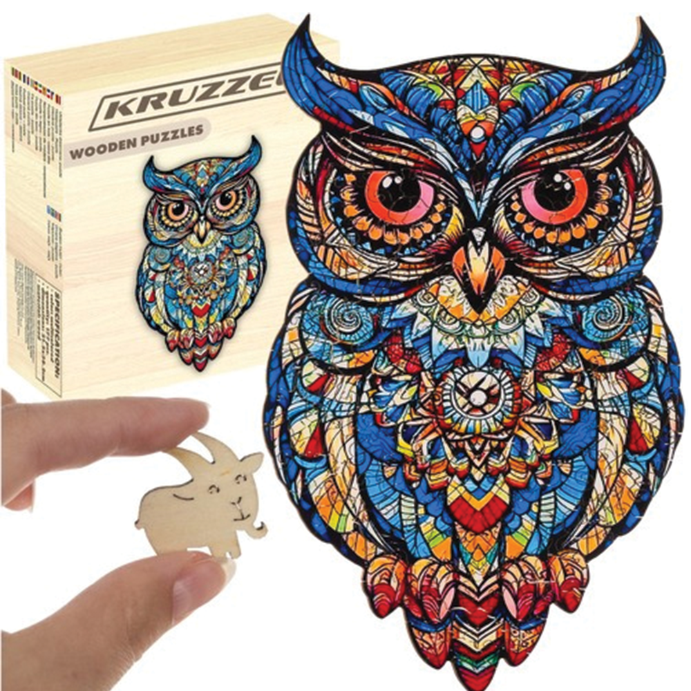 Dřevěné puzzle sova, 177 dílů, 38 × 21,5 cm