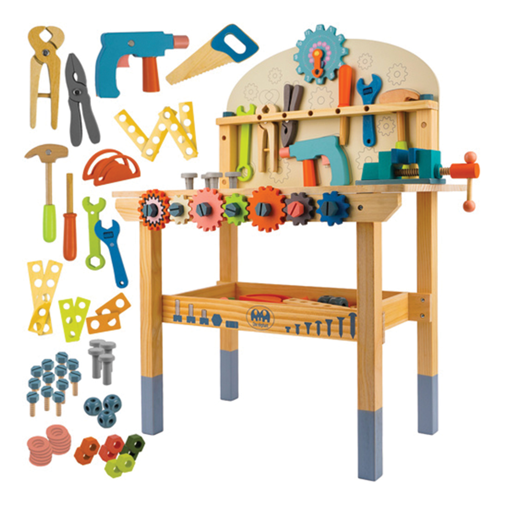 Dětská dřevěná dílna 3v1- pracovní stůl s nářadím