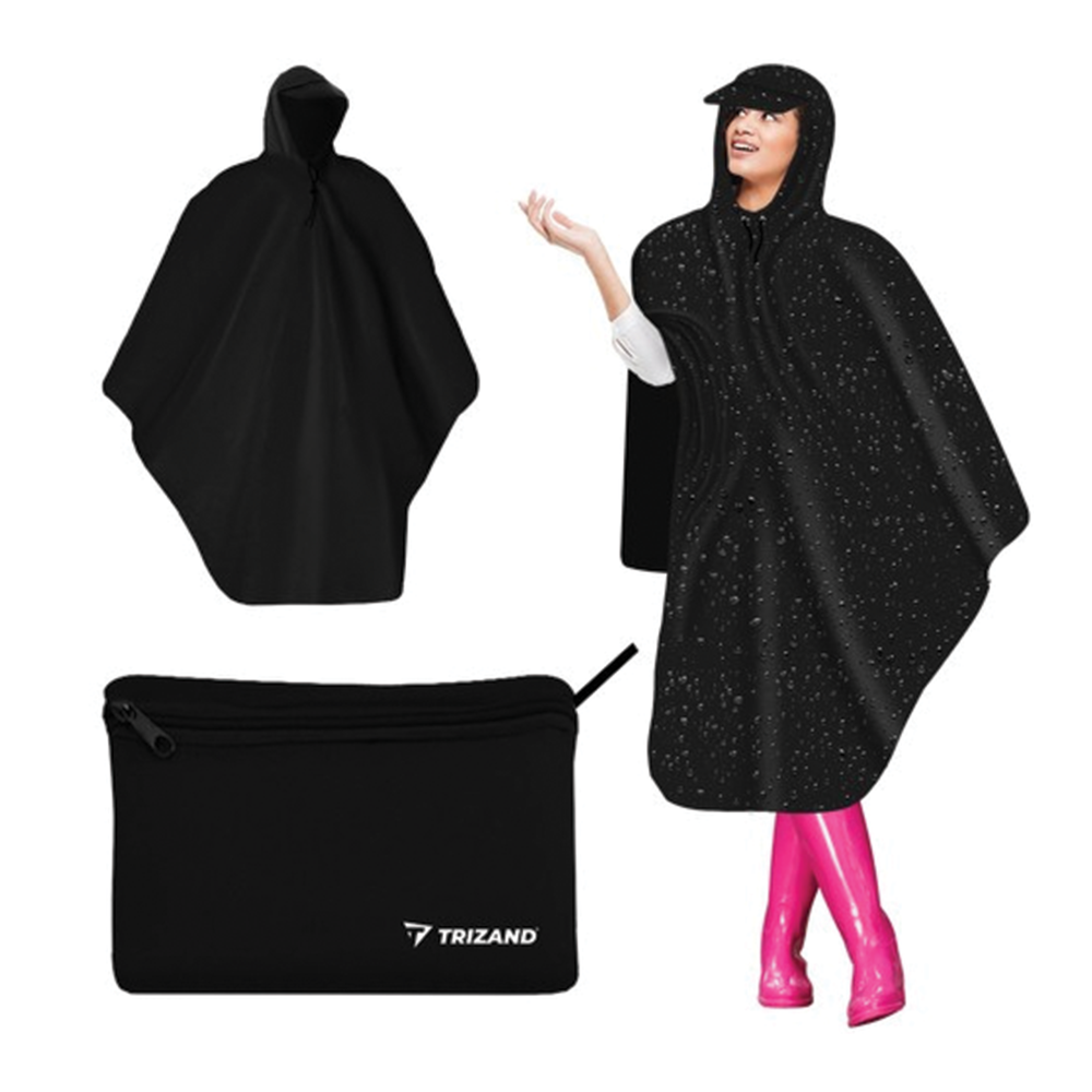 Pončo s kšiltem, černé