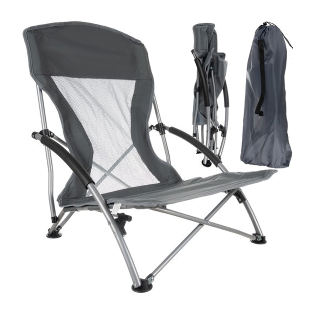 Skládací plážové křeslo, 100 kg, šedé