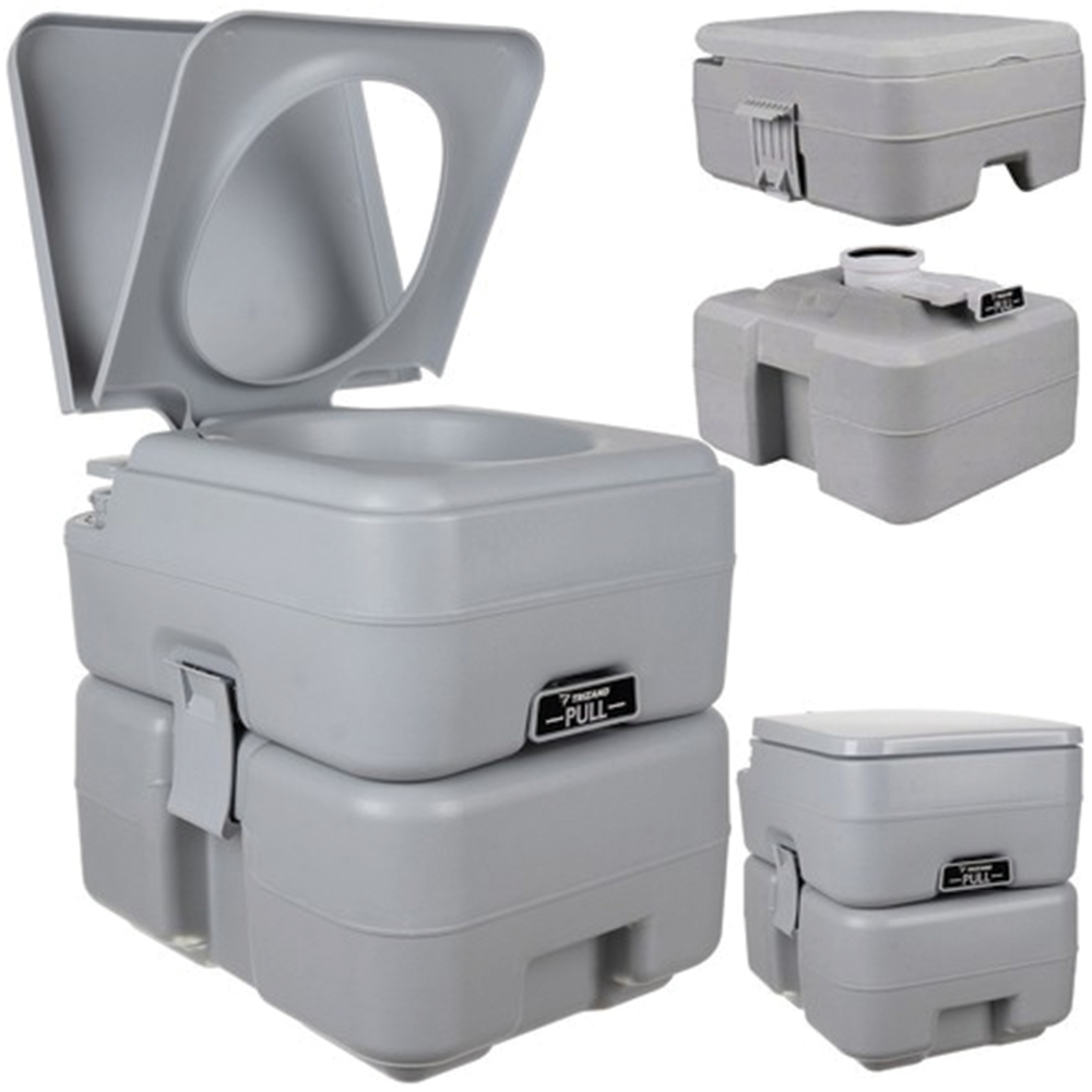 Přenosná kempingová toaleta 20 + 12 l, šedá