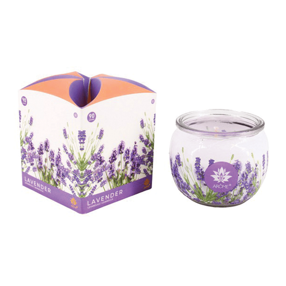 Svíčka 90 g, ve skle a flower boxu, Lavender