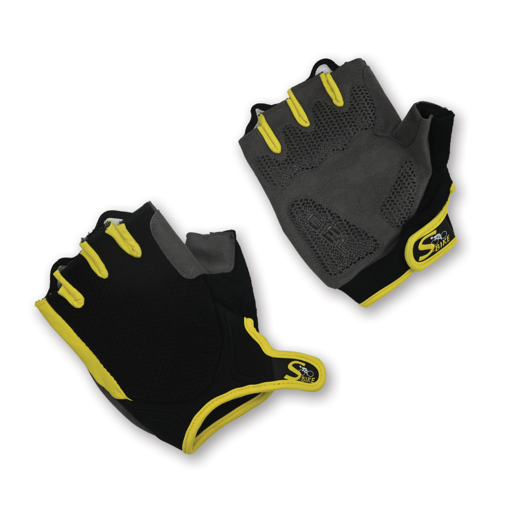 Cyklistické rukavice s gelovou výplní - žluté, velikost L